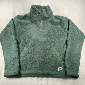 The North Face Green Fleece 1/4 Zip Pullover Sweater Pockets Women's Size XS